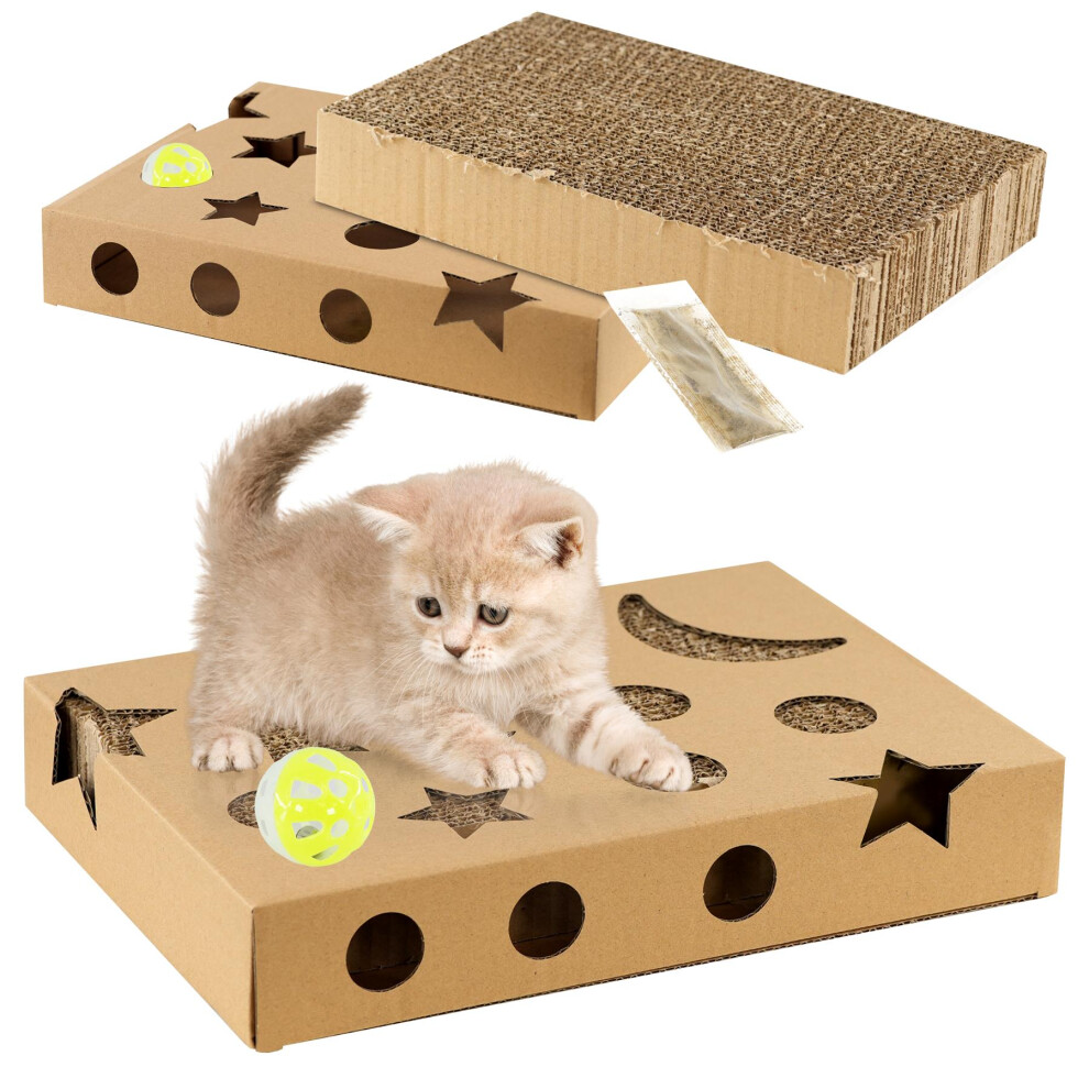 GEEZY Cat Box Scratcher Scratching Pad Heavy-Duty Corrugated Cardboard Kitty Feline