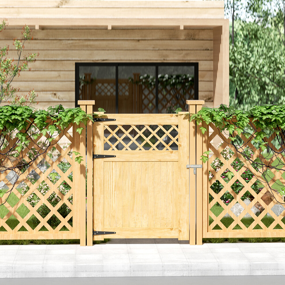 Rhombus Garden Wood Gate with Latch and Hardware Kit H 120 cm x W 90 cm