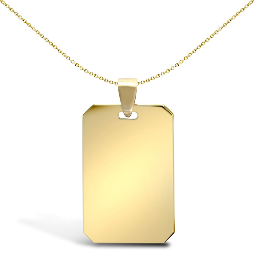 Jewelco London Solid 9ct Yellow Gold Dog Tag Pendant - JPD299