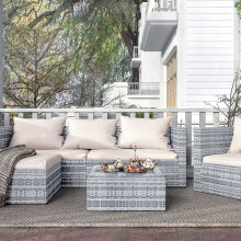 (Grey) Rattrix 5 Seat Modular PE Rattan Furniture Set
