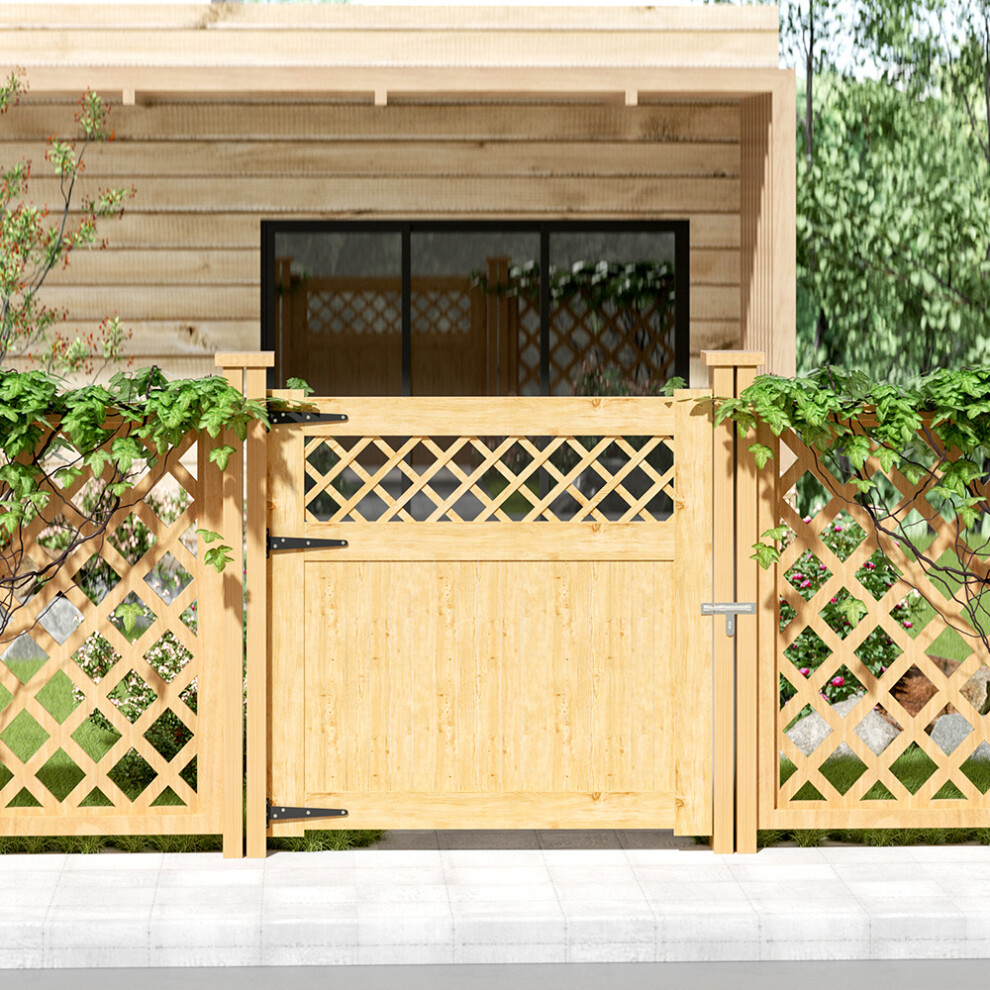 Rhombus Garden Wood Gate with Latch and Hardware Kit H 120 cm x W 120 cm