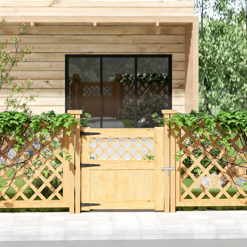 Rhombus Garden Wood Gate with Latch and Hardware Kit H 90 cm x W 90 cm