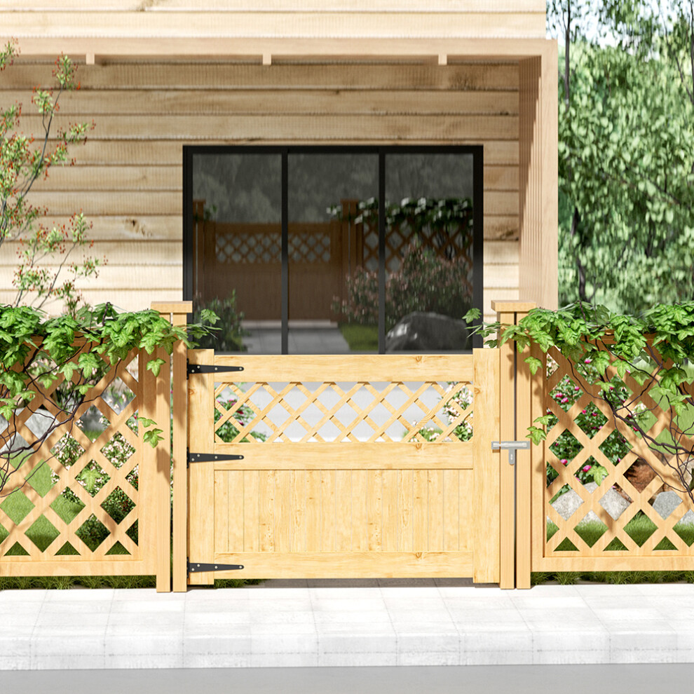 Rhombus Garden Wood Gate with Latch and Hardware Kit H 90 cm x W 120 cm