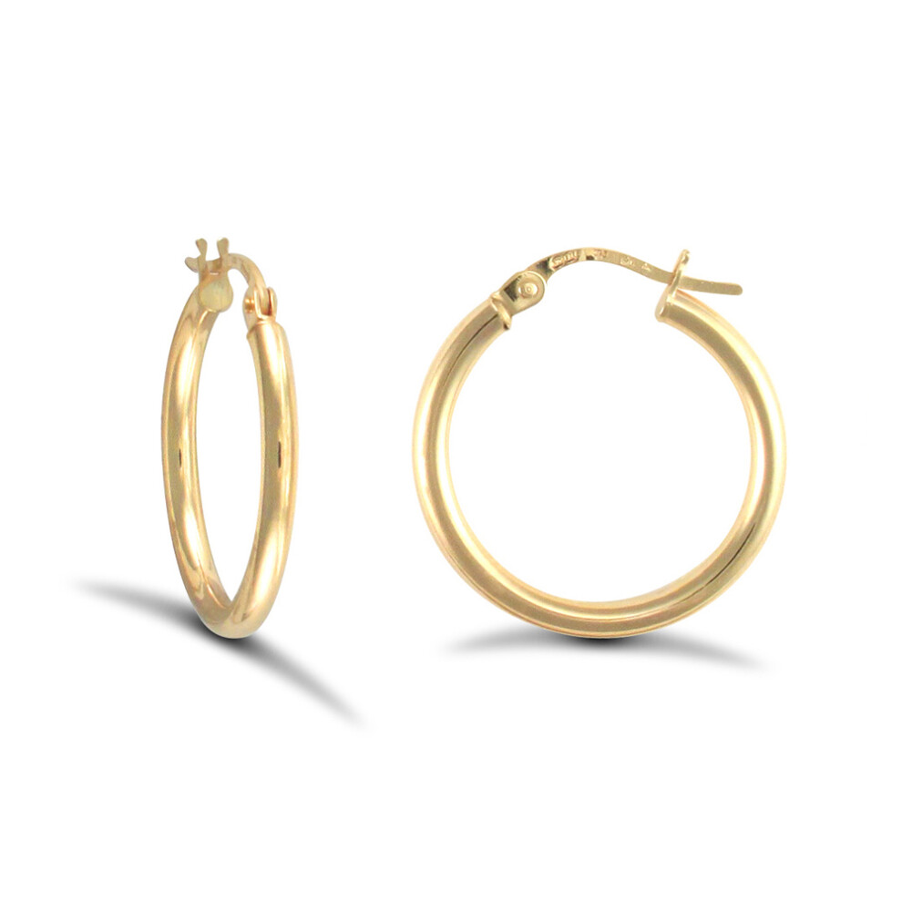 9ct Gold  Polished 2mm Hoop Earrings 20mm - JER719B