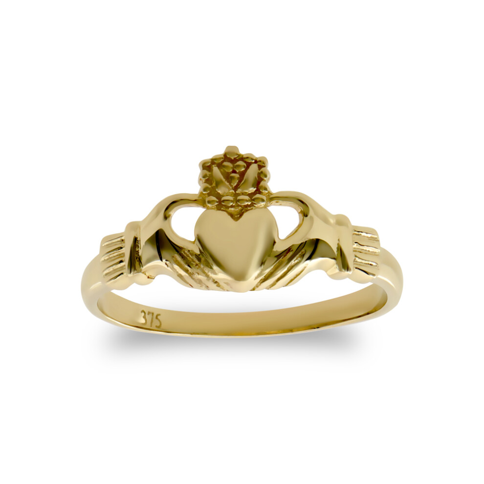 (A) Jewelco London Kids Solid 9ct Yellow Gold Claddagh (Chladaigh) Baby Ring