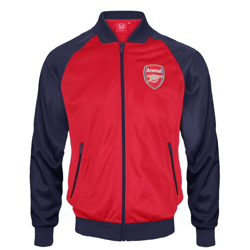 (Red, Medium) Arsenal FC Official Football Gift Mens Retro Track Top Jacket