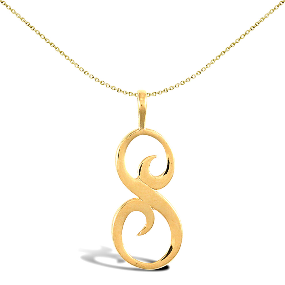 Solid 9ct Gold  Script Identity Initial Pendant Letter S - JIN002-S