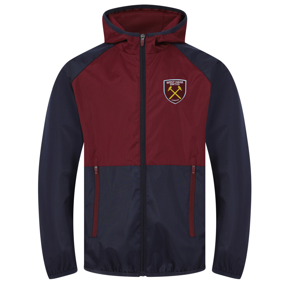 (Navy Claret, Large) West Ham United Mens Jacket Shower Windbreaker OFFICIAL Football Gift