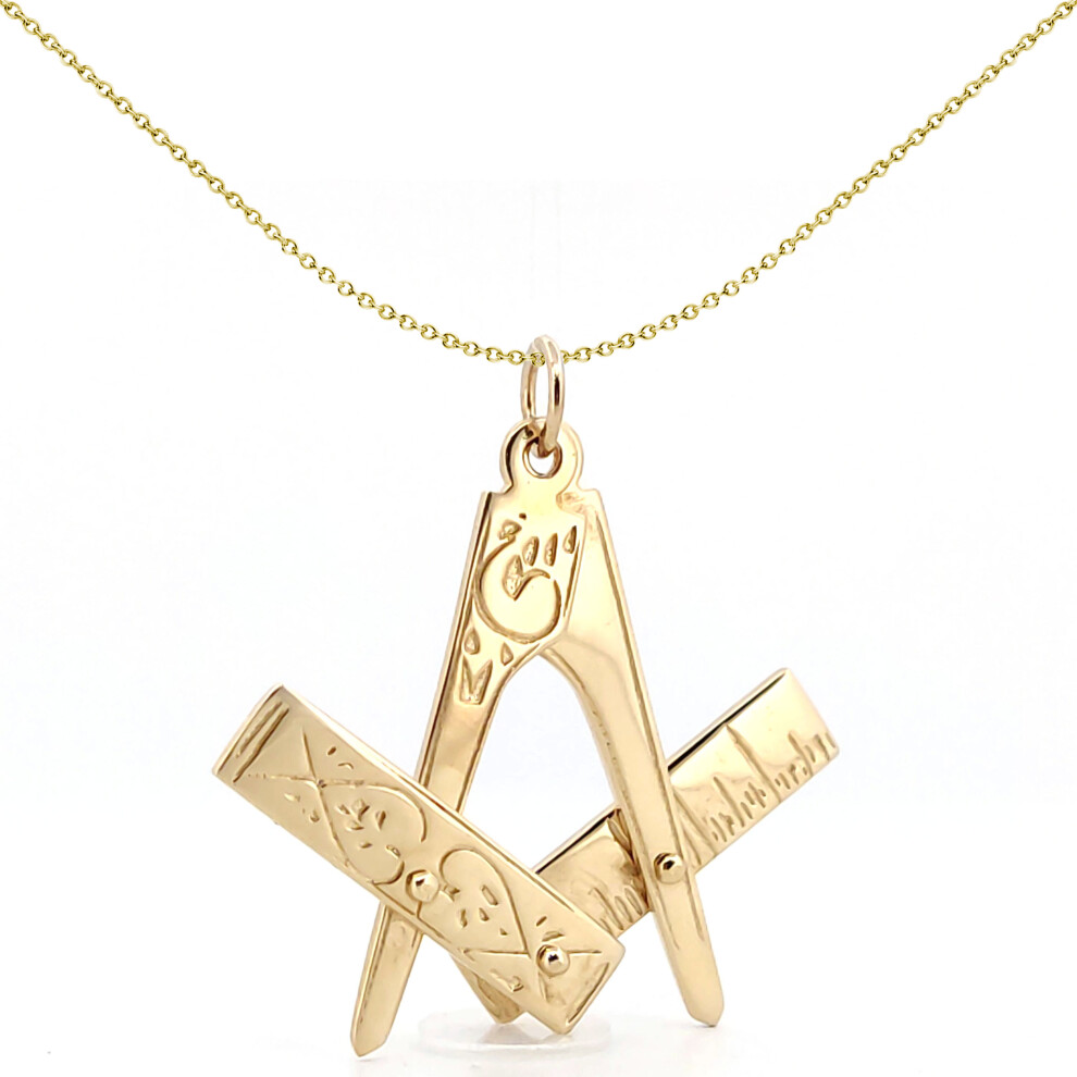 9ct Gold  Openning Closing Square & Compass Masonic Pendant - JMS004