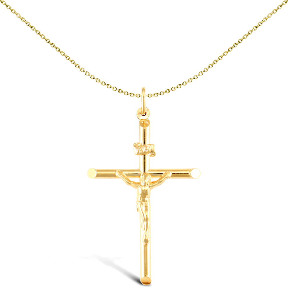 Jewelco London 9ct Yellow Gold INRI Crucifix Cross Pendant - JPX013