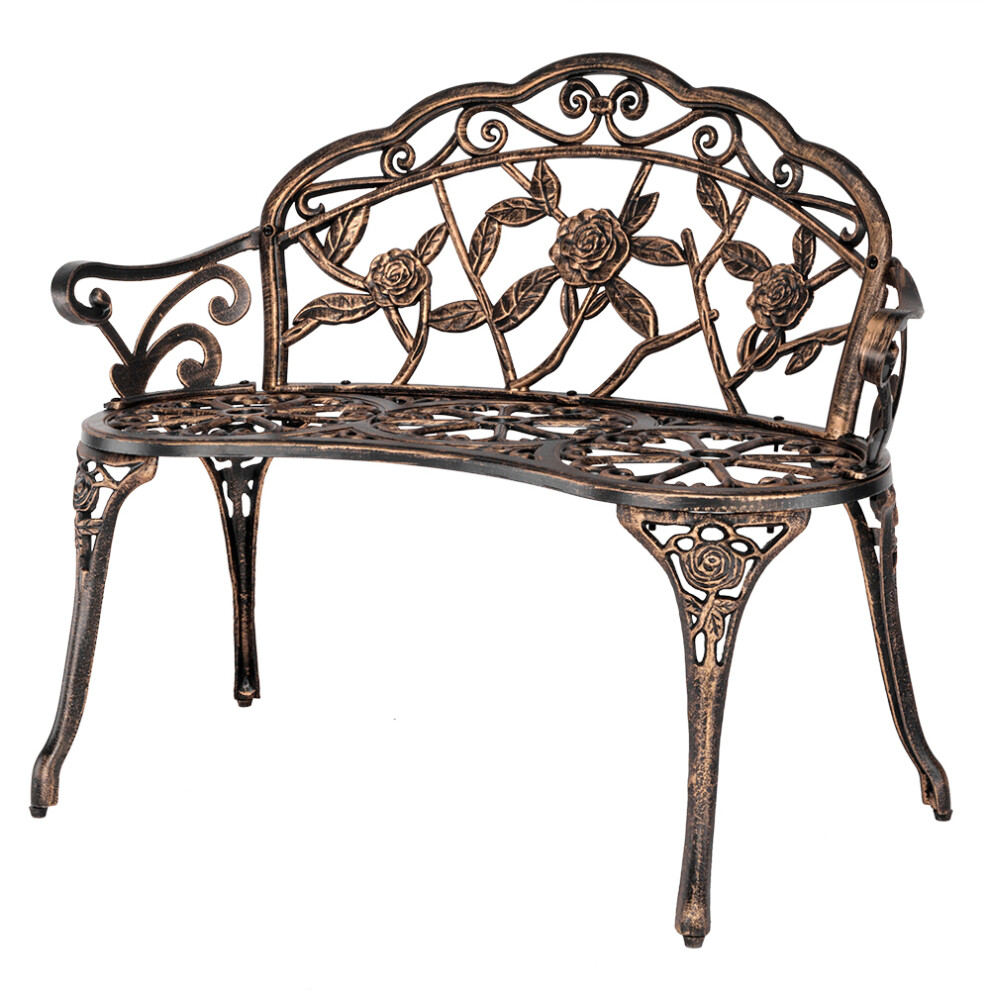 Garden Bench Porch Park Chair Seater Antique Rose Style Cast Aluminium