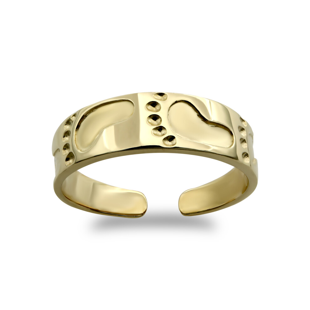 Solid 9ct Gold  Foot Prints Carved Flat Toe Ring - JTR006