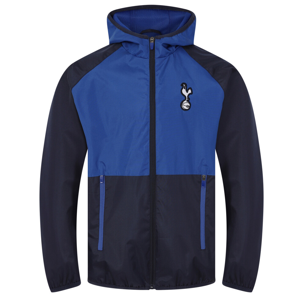 (Navy Royal Blue, Small) Tottenham Hotspur FC Official Football Gift Mens Shower Jacket Windbreaker