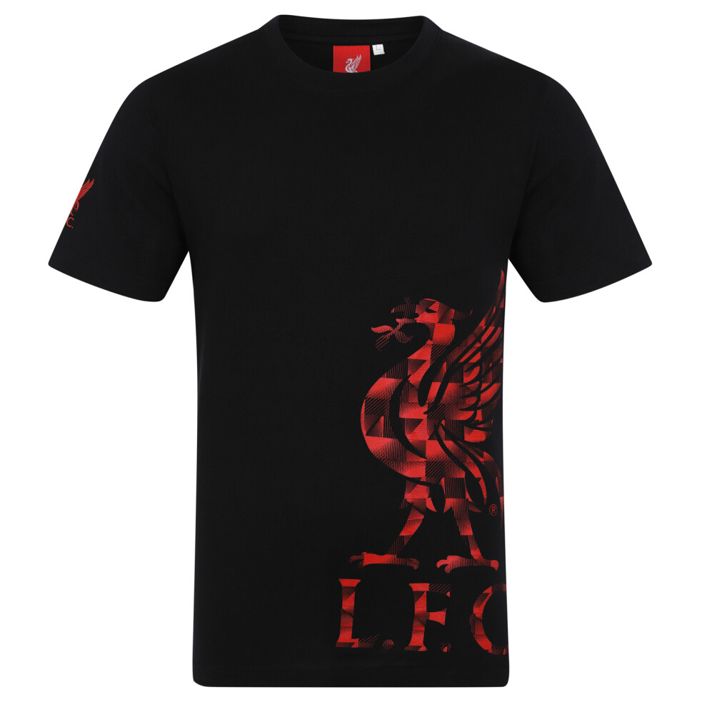 (Black Sleeve Logo, Large) Liverpool FC Official Football Gift Mens Graphic T-Shirt