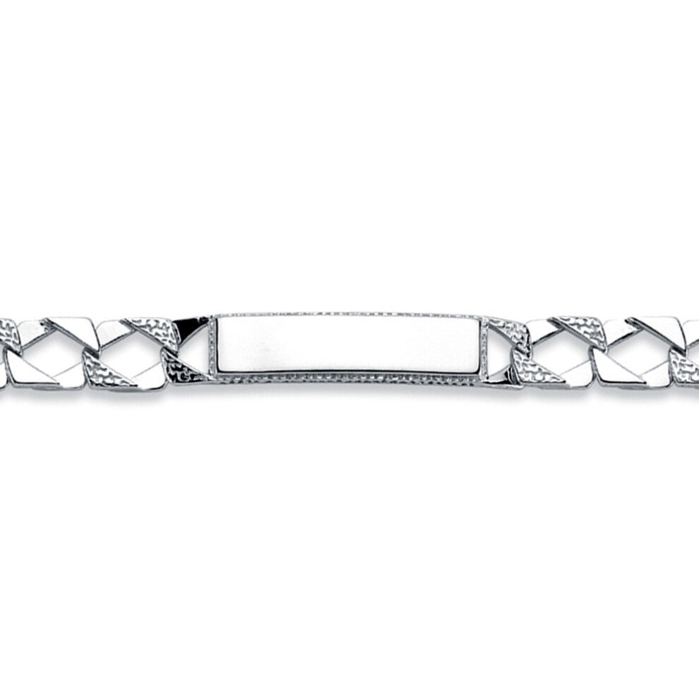 Jewelco London Boys Rhodium Plated Sterling Silver Lizard Curb ID Bracelet 8mm 6 inch - ACC004
