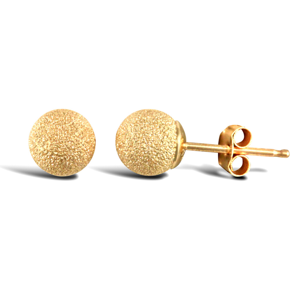 9ct Gold  Frosted Ball Bead Stud Earrings, 5mm - JES311