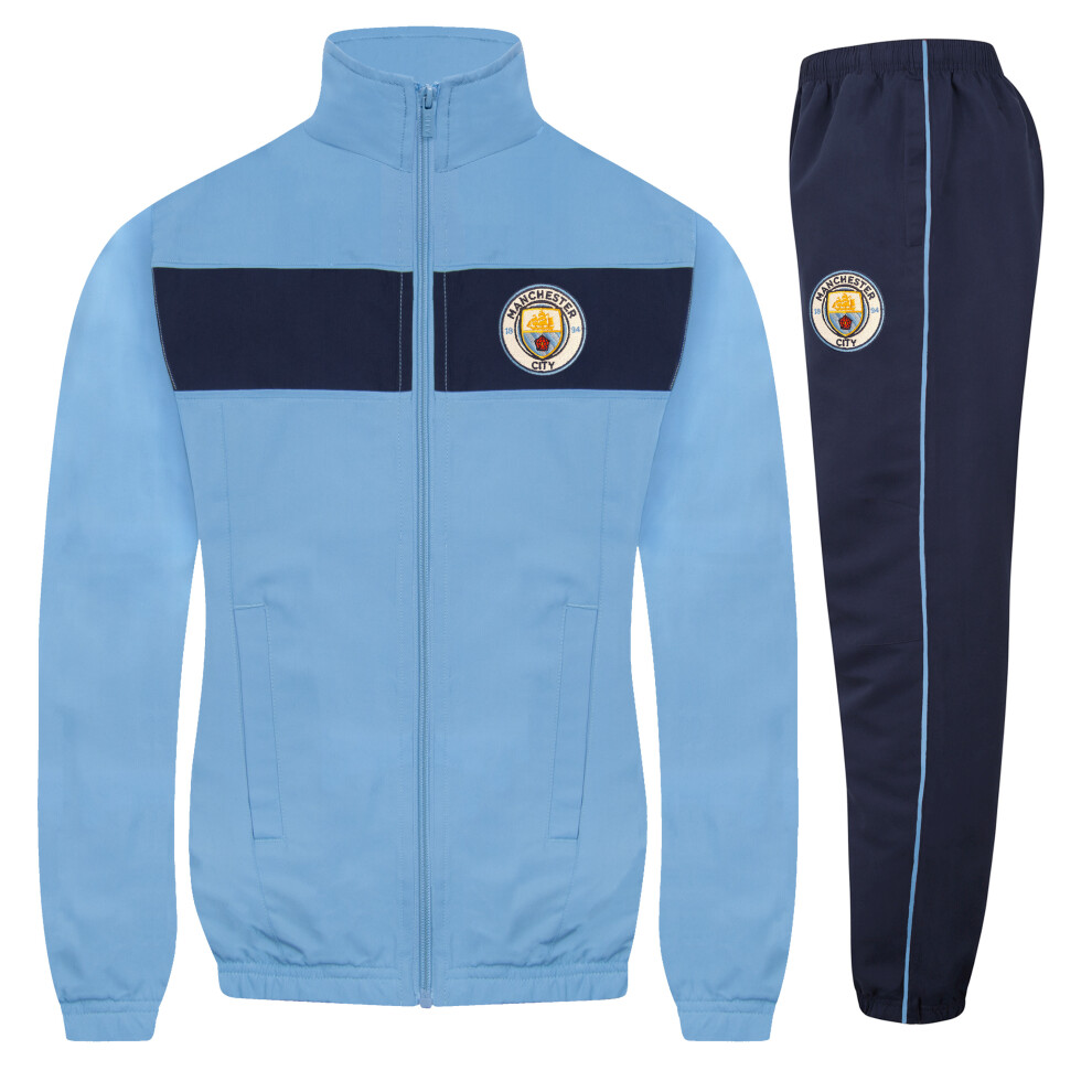 (Navy Blue, 10-11 Years) Manchester City Boys Tracksuit Jacket & Pants Set Kids OFFICIAL Football Gift