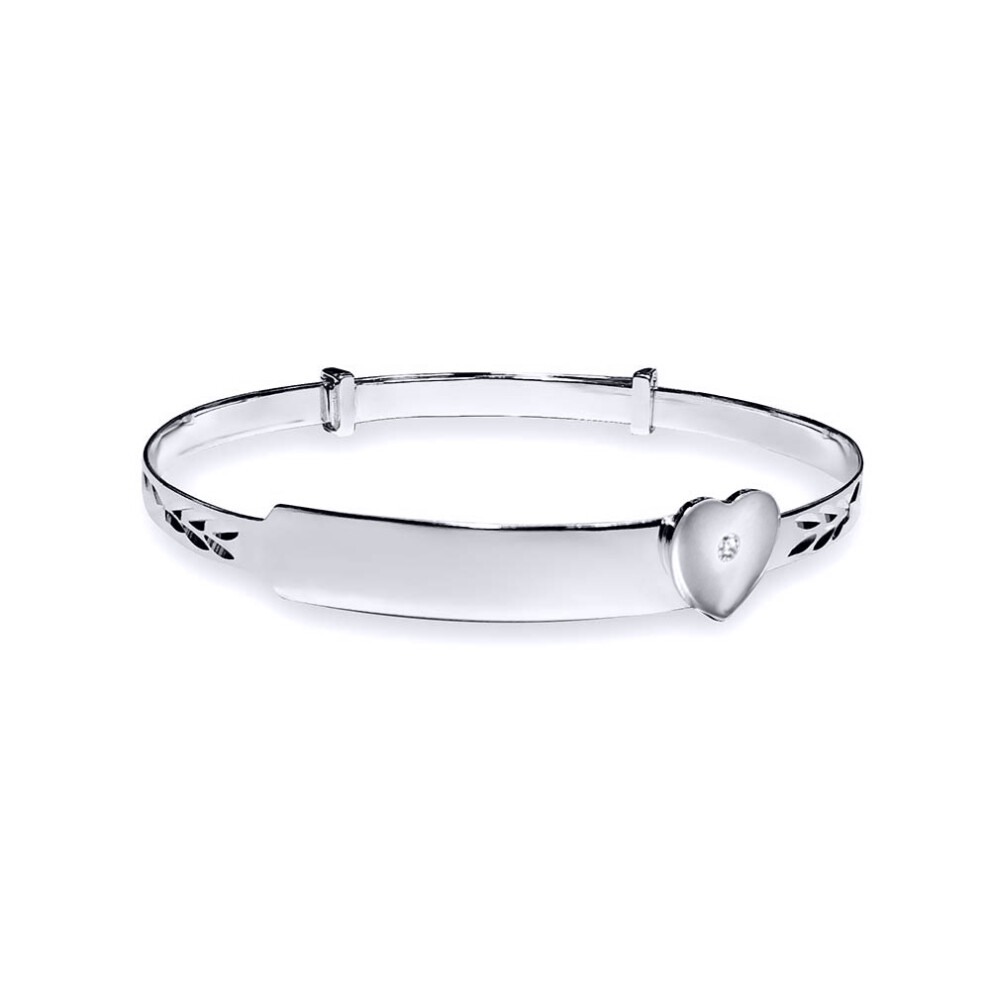 Silver  dia set ID expander Identity Baby Bangle - AKB004