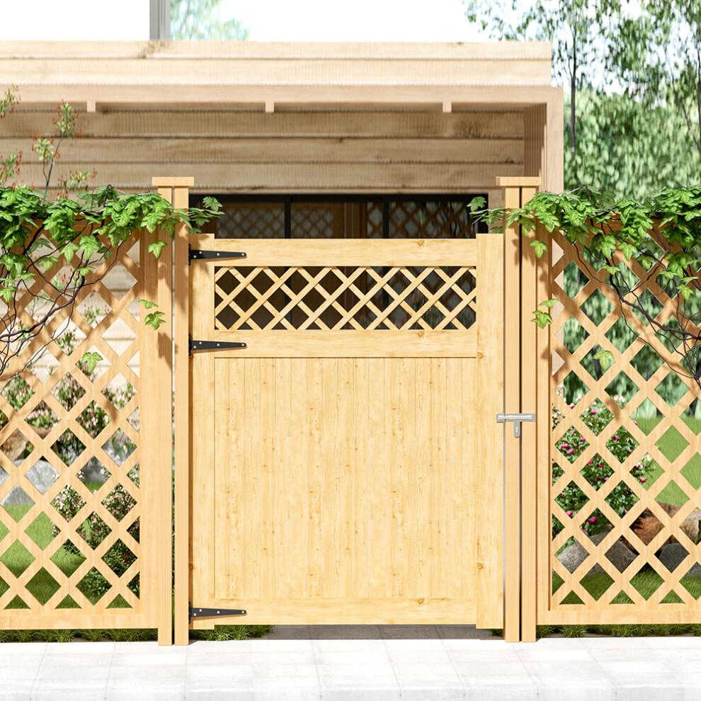 Rhombus Garden Wood Gate with Latch and Hardware Kit H 150 cm x W 120 cm