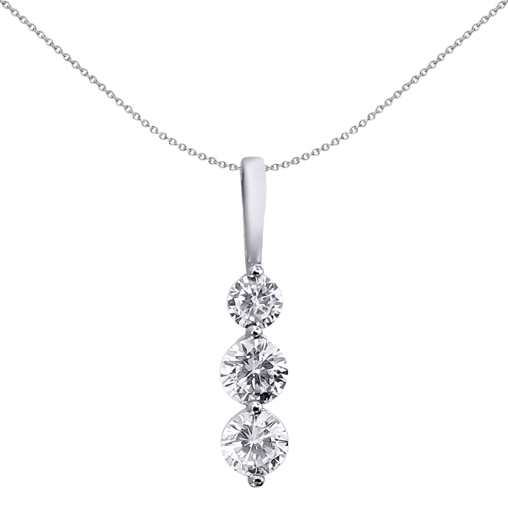 Jewelco London Sterling Silver 2-Claw Cubic Zirconia Snowman Trilogy Charm Pendant - APD066