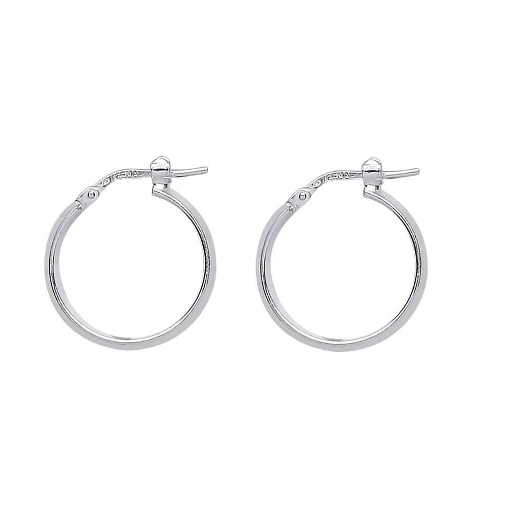 Jewelco London Ladies Sterling Silver Round Tube Polished Hoop Earrings 19mm 1mm - ER35