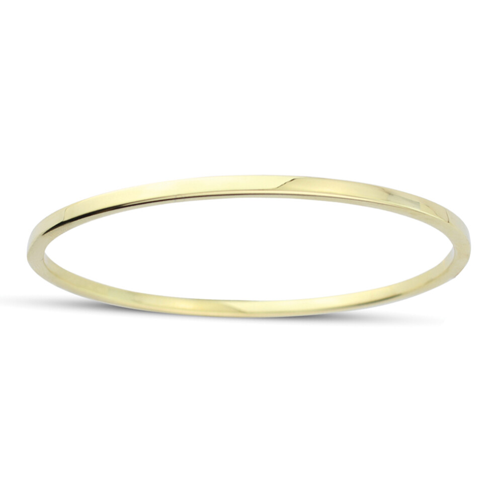 Jewelco London Ladies 9ct Yellow Gold Hollow Square Tube Minimalist Bangle Bracelet - 2.5mm - BNNR02375