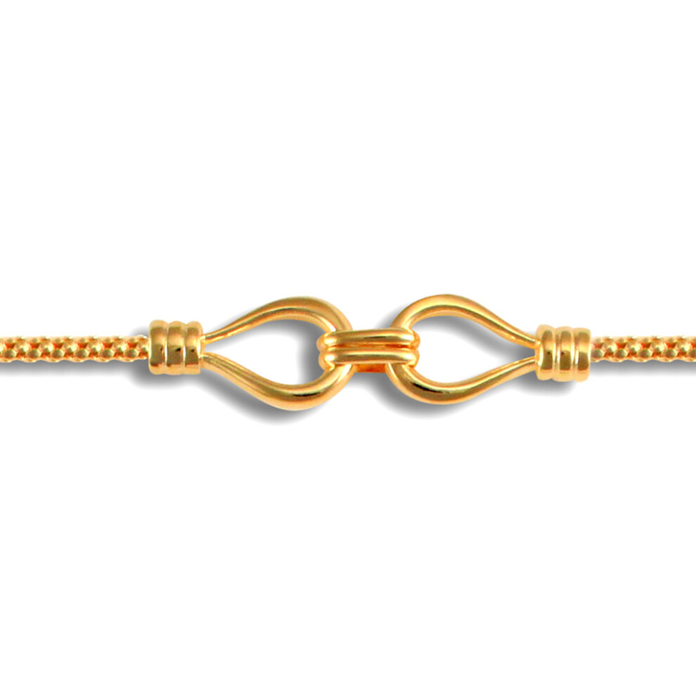 Jewelco London Ladies 9ct Yellow Gold Double Loop 1.6mm Gauge Bracelet - JBB323