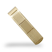 Jewelco London Men's Solid 9ct Yellow Gold Diamond Cut Quilt ID Bar Money Clip - JCL005