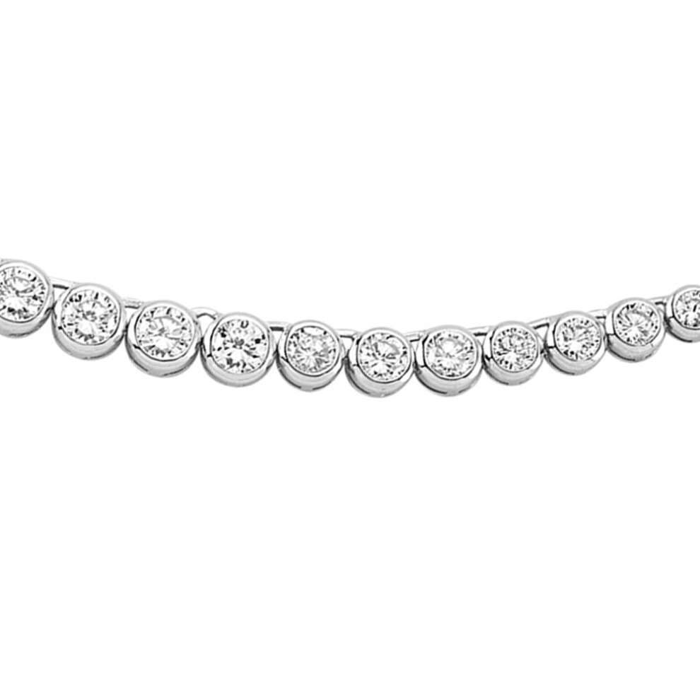 Jewelco London Ladies Sterling Silver Cubic Zirconia Graduated Eternity Tennis Necklace 6mm 16 inch - GVK094