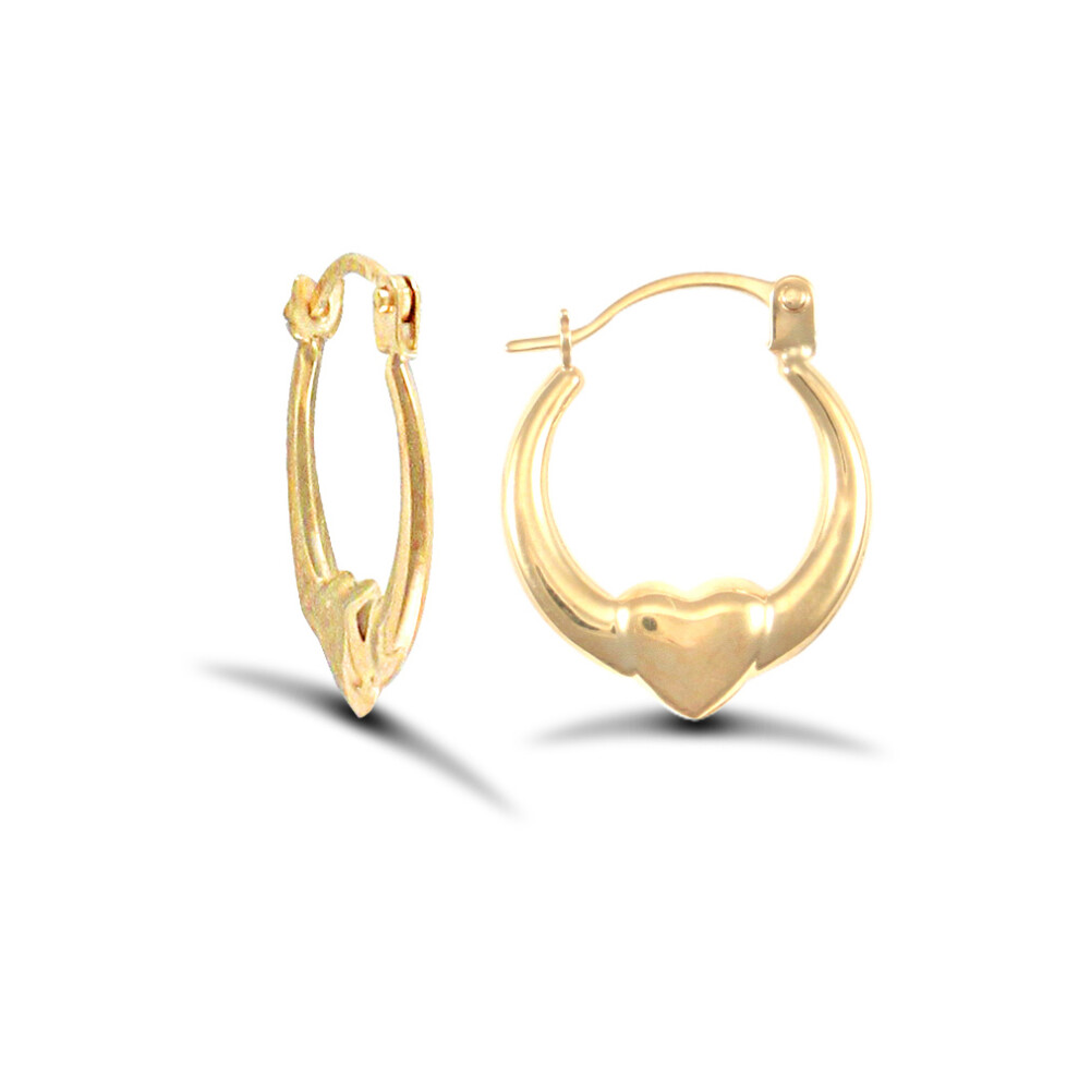 Jewelco London Ladies 9ct Yellow Gold Simple Claddagh (Chladaigh) Creole Earrings - JER731