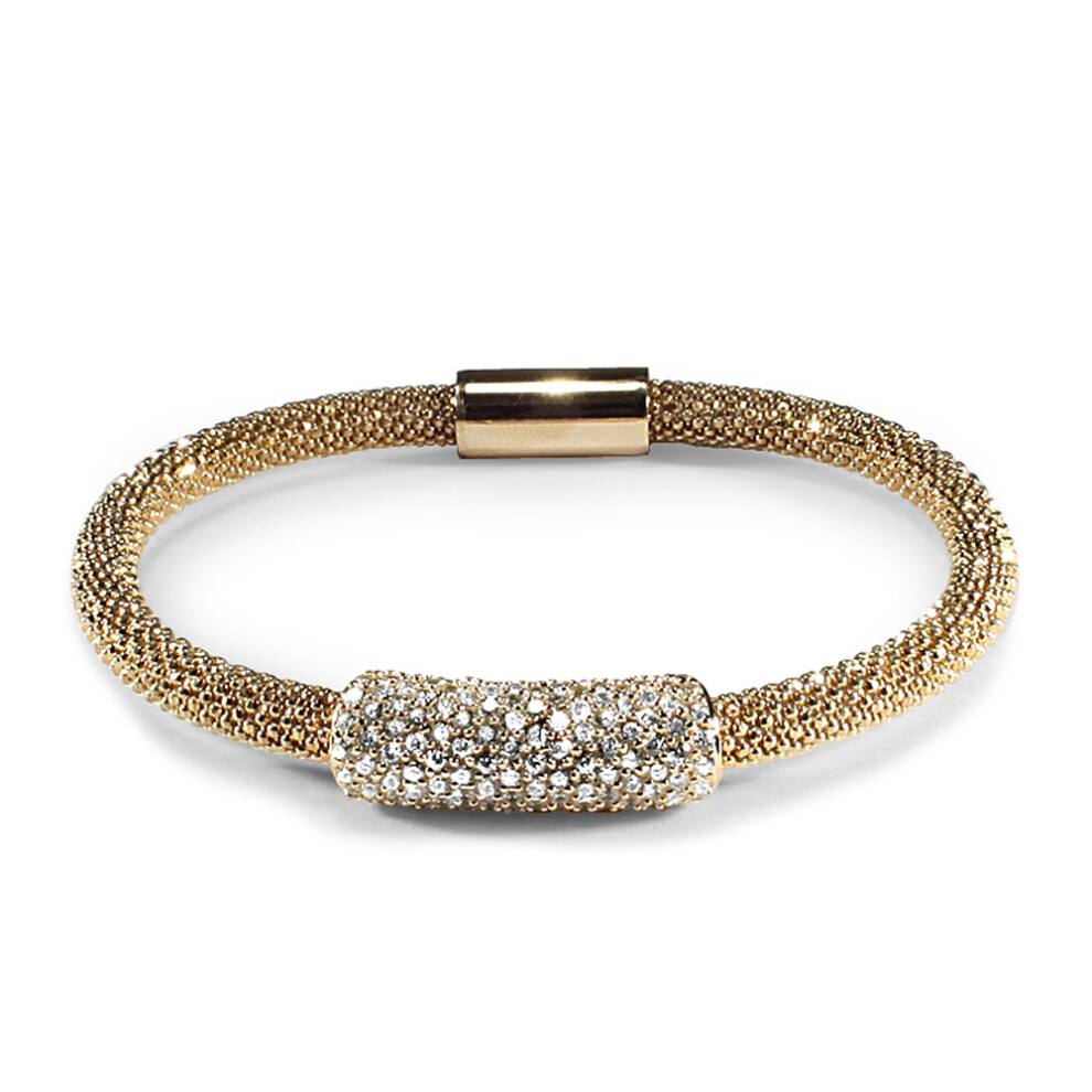 Jewelco London Rhodium Coated Sterling Silver CZ Gilded bead set  Popcorn Bracelet - ABB057