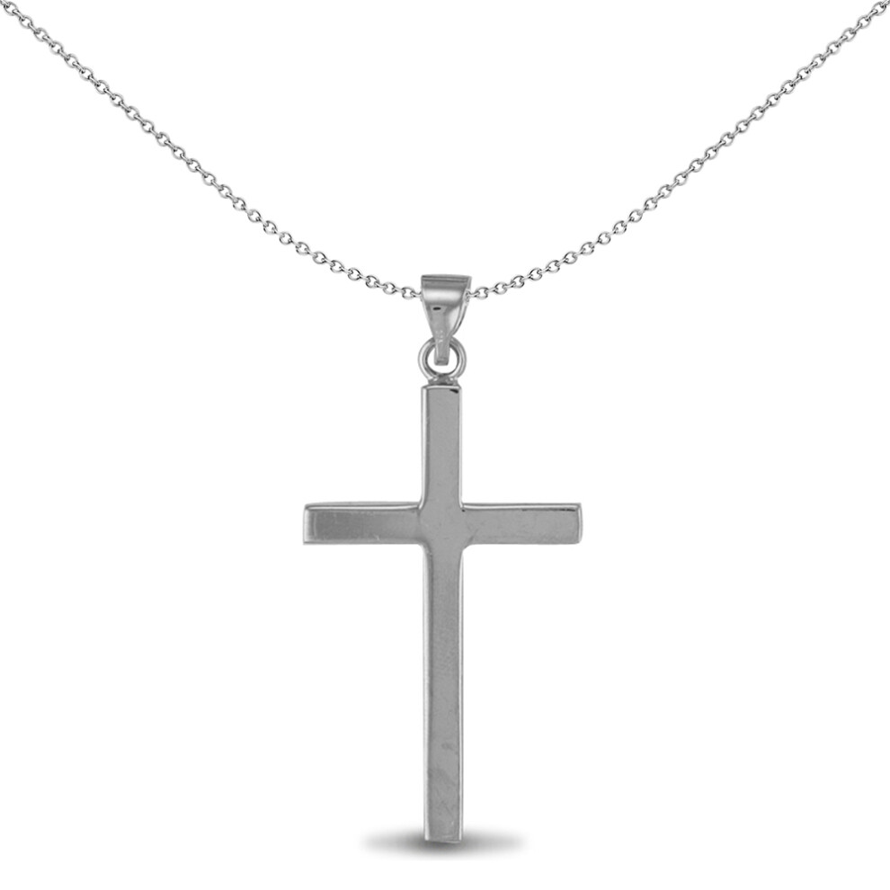 Jewelco London Sterling Silver solid stamped  Cross Pendant - 18 inch Chain - APX011