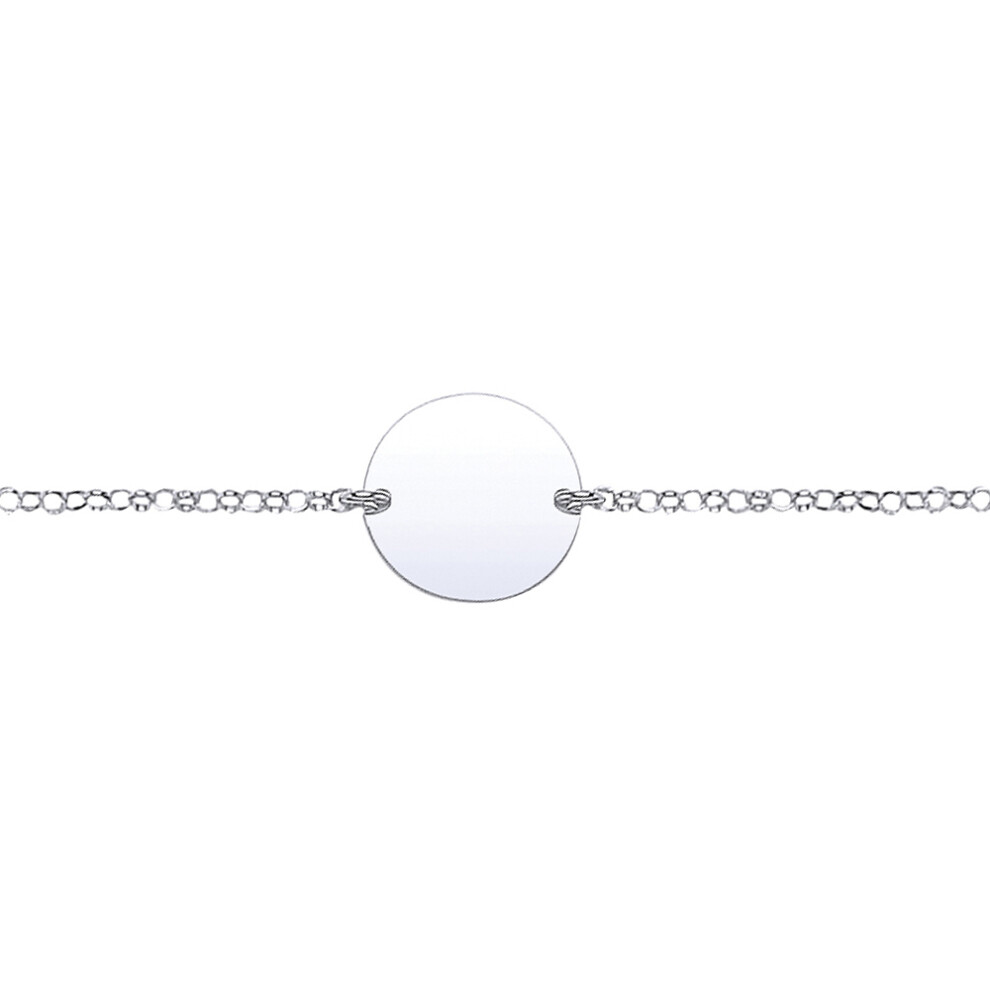 Jewelco London Ladies Sterling Silver ID Identity 17mm Round Disc Tag ID Identity Bracelet 13mm - GVB221