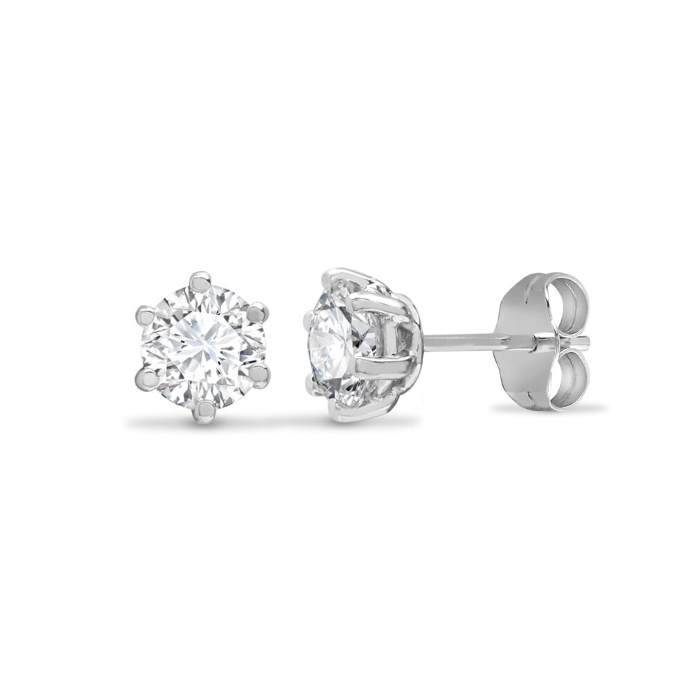 Jewelco London Sterling Silver Cubic Zirconia 4mm studs Stud Earrings - AES051