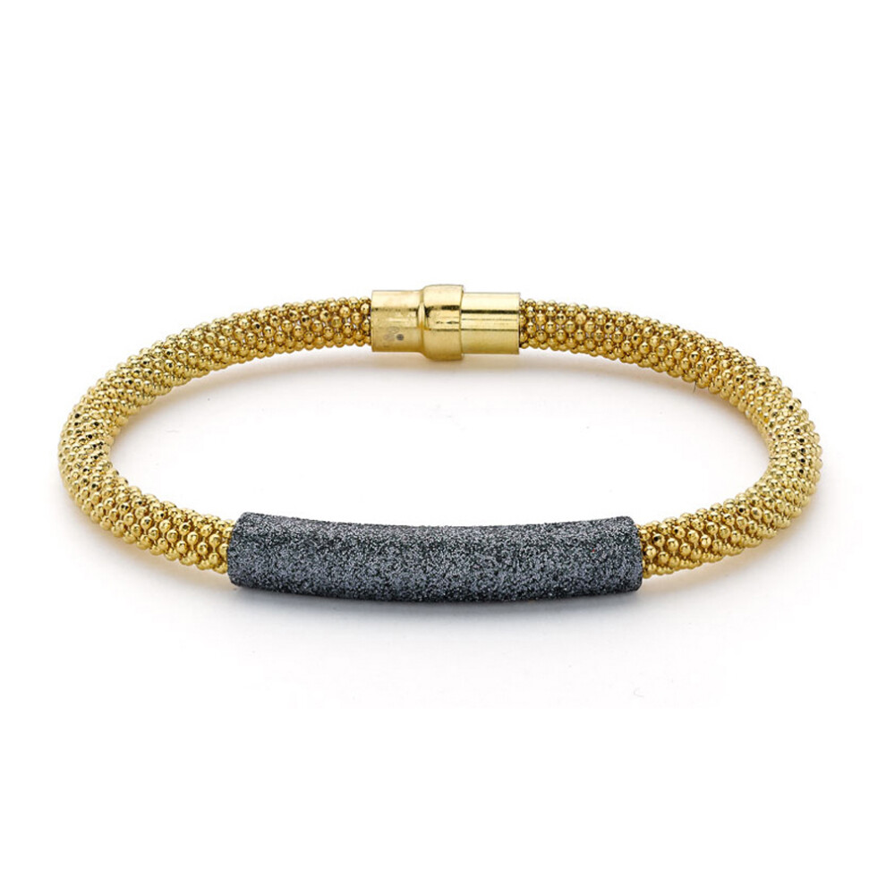 Jewelco London Rhodium Coated Sterling Silver Popcorn Crushed Ice Popcorn Bracelet - Black - ABB097