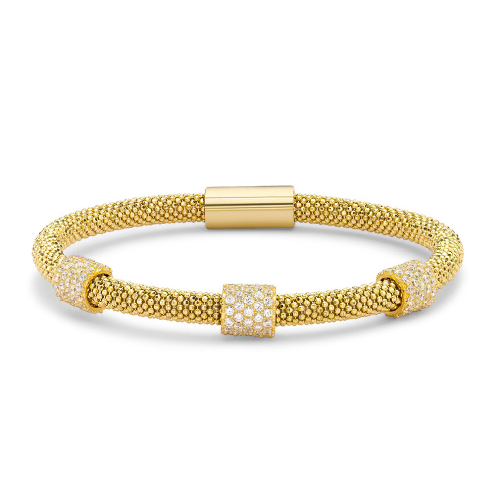 Jewelco London Gilded Sterling Silver Cubic Zirconia Popcorn Bracelet - 5mm - ABB072