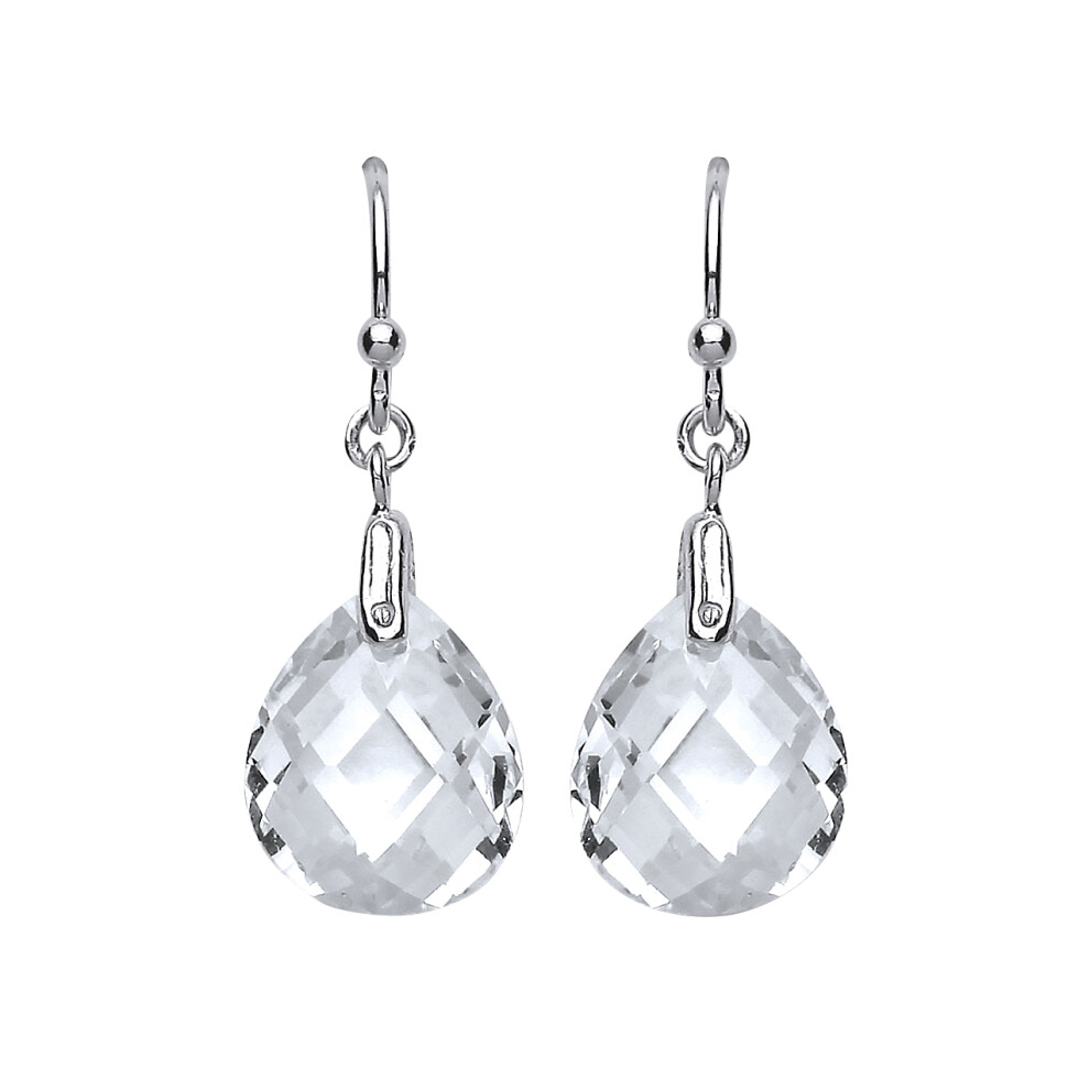 Jewelco London Ladies Sterling Silver Pear Cubic Zirconia Tears of Joy Drop Earrings - GVE485