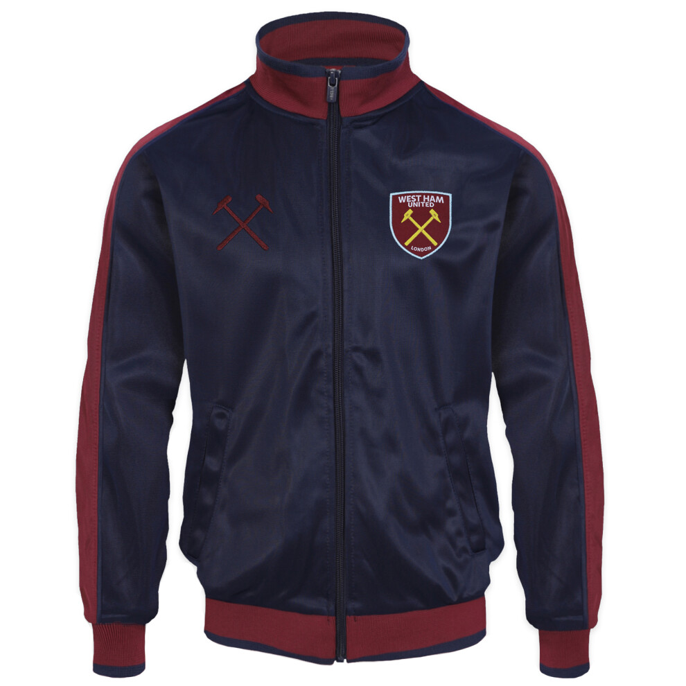 (Navy Blue, 6-7 Years) West Ham United FC Official Football Gift Boys Kids Retro Track Top Jacket