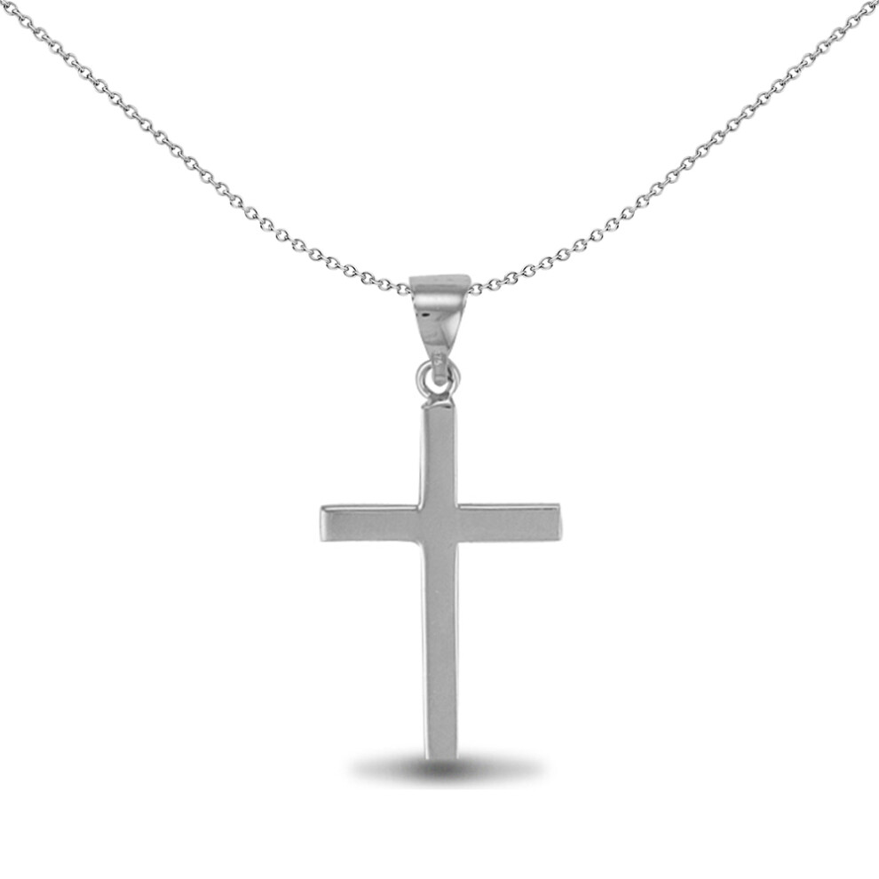Jewelco London Sterling Silver solid stamped  Cross Pendant - 18 inch Chain - APX013