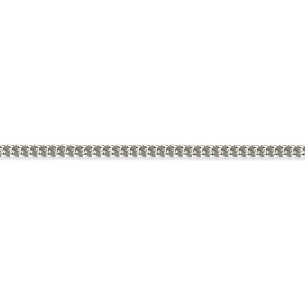 (16) Jewelco London Unisex Solid 9ct White Gold Diamond Cut Curb 1.7mm Gauge Pendant Chain Necklace