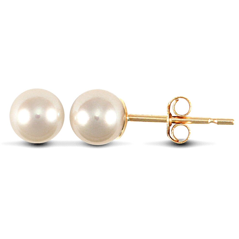 Jewelco London Ladies 9ct Yellow Gold Seawater Cultured Akoya Pearl Full Moon Stud Earrings 4.5-5mm - JES151