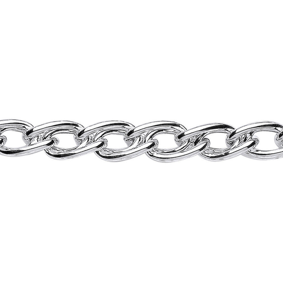 Jewelco London Ladies Sterling Silver Twisted Double Curb Link Chain Bracelet 9mm 8.25 inch - GVB281
