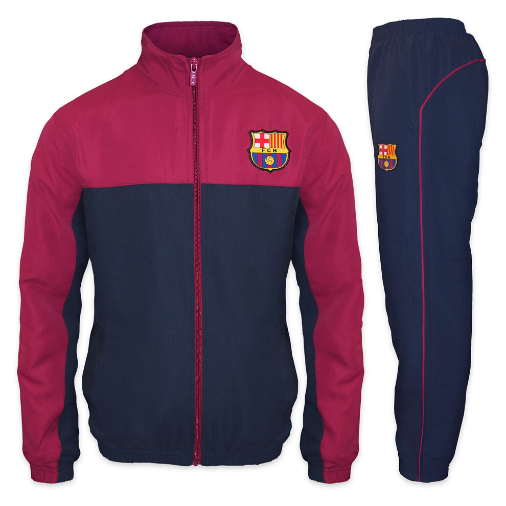 (Navy Blue, 8-9 Years) FC Barcelona Official Football Gift Boys Jacket & Pants Tracksuit Set