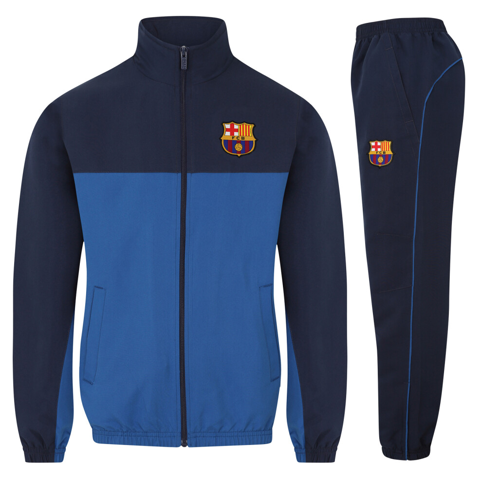 (Reflex Blue, 8-9 Years) FC Barcelona Official Football Gift Boys Jacket & Pants Tracksuit Set