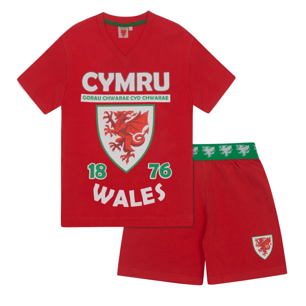 (10-11 Years) Wales Cymru Boys Pyjamas Short Kids FAW OFFICIAL Football Gift