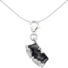 Jewelco London Unisex Sterling Silver Black Enamel Underwear Lobster Clasp Link Charm - CM164