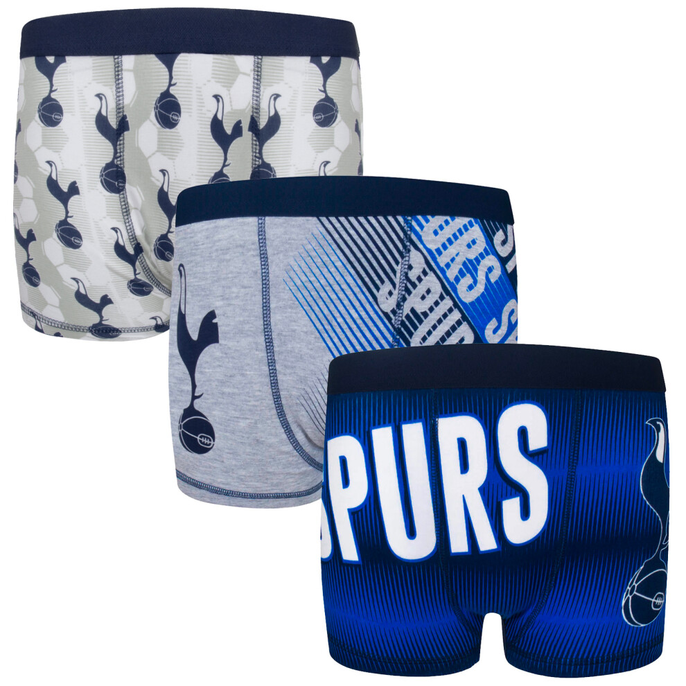 (11-12 Years) Tottenham Hotspur FC Official Football Gift 3 Pack Boys Crest Boxer Shorts