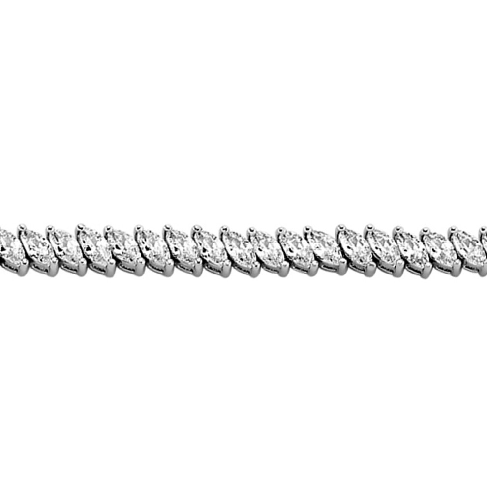 Jewelco London Ladies Sterling Silver Marquise Cubic Zirconia Eternity Tennis Bracelet 5mm 7 inch - GVB191
