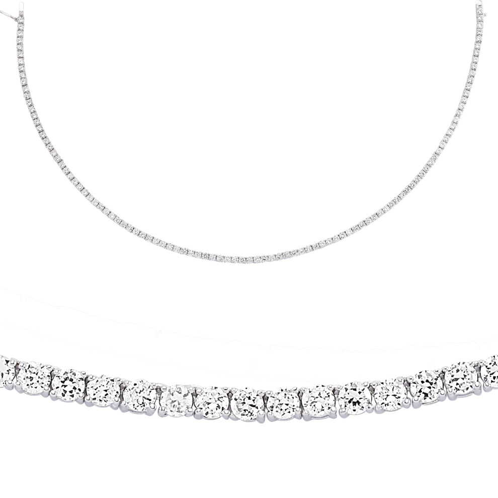 Jewelco London Ladies Sterling Silver Cubic Zirconia Eternity Tennis Necklace 4mm 16 inch - GVK040