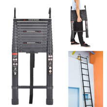 Extension Ladder 5M Telescopic Ladder Aluminum with Removable Hook for Multi Purpose Loft Attic 16.5FT Extendable Ladder EN131 Standard